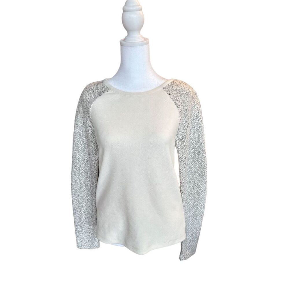 LOFT Women's XS White Pullover Sweater Lightweight Textured Long Sleeve
